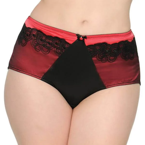Curvy Kate Tempt Me High Waisted Brief - Black/Scarlet - 8 - Black Image 1
