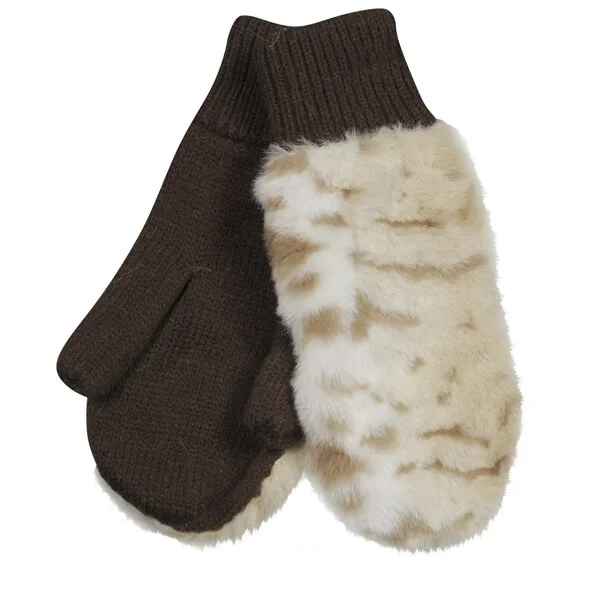 Fur Mitts - One Size - Leopard Image 1