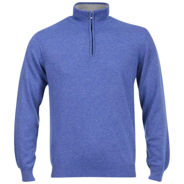 Romeo Gigli Men's Italian Half Zip Cashmere Jumper - Blue - M - Blue Image 1