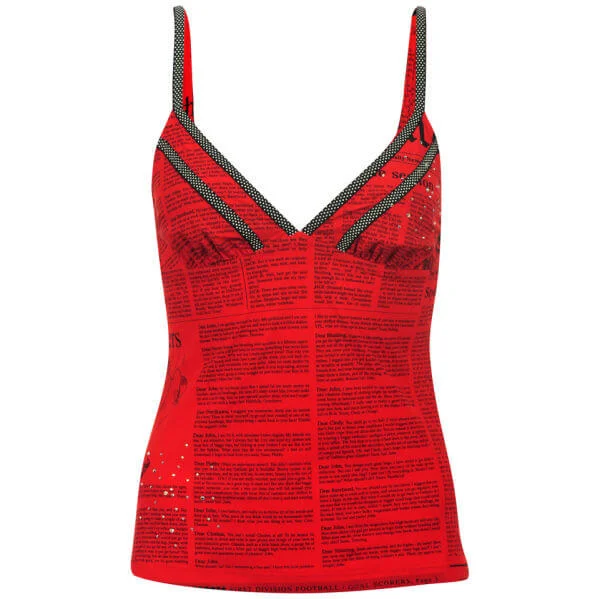 John Galliano Women's Newspaper Print Vest Top - Red - 14 - Red Image 1
