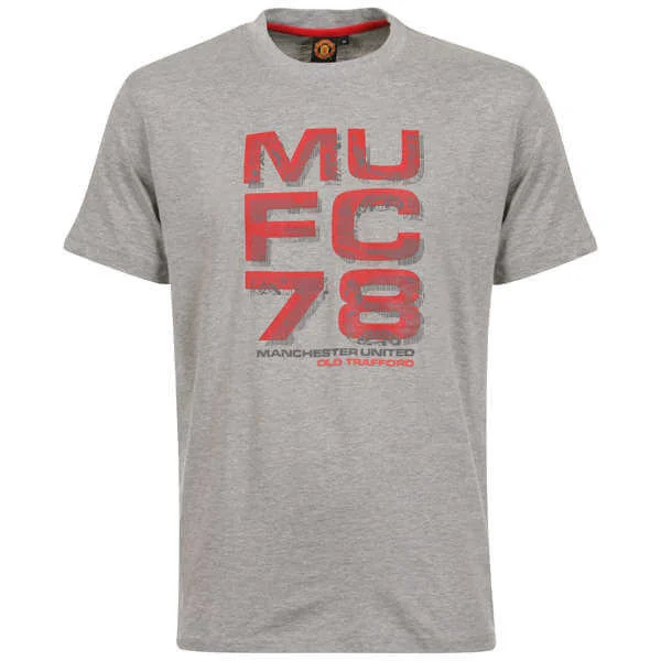 Men's Manchester United Rubber Logo T-Shirt - Grey Marl - S - Grey Marl Image 1