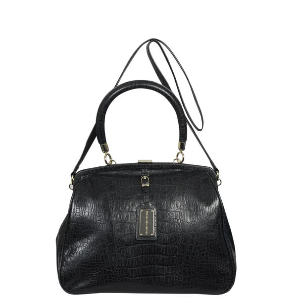 French Connection Women's Sneaky Croc Tote/Crossbody Bag - Black Croc Image 1
