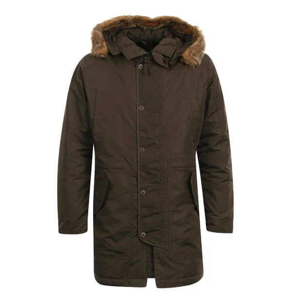 Firetrap Men's Compass Fur Trim Parka - Field Green - M - Green Image 1