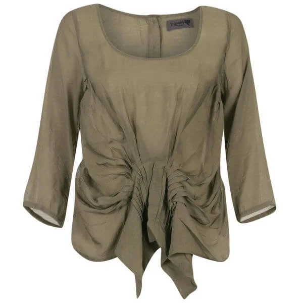 nümph Womens Elisabeth Gather Shirt - Khaki - XS - Khaki Image 1