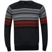 Jack & Jones Men's Jacquard Crew Neck Knit - Navy Multi - S - Navy Multi Image 1