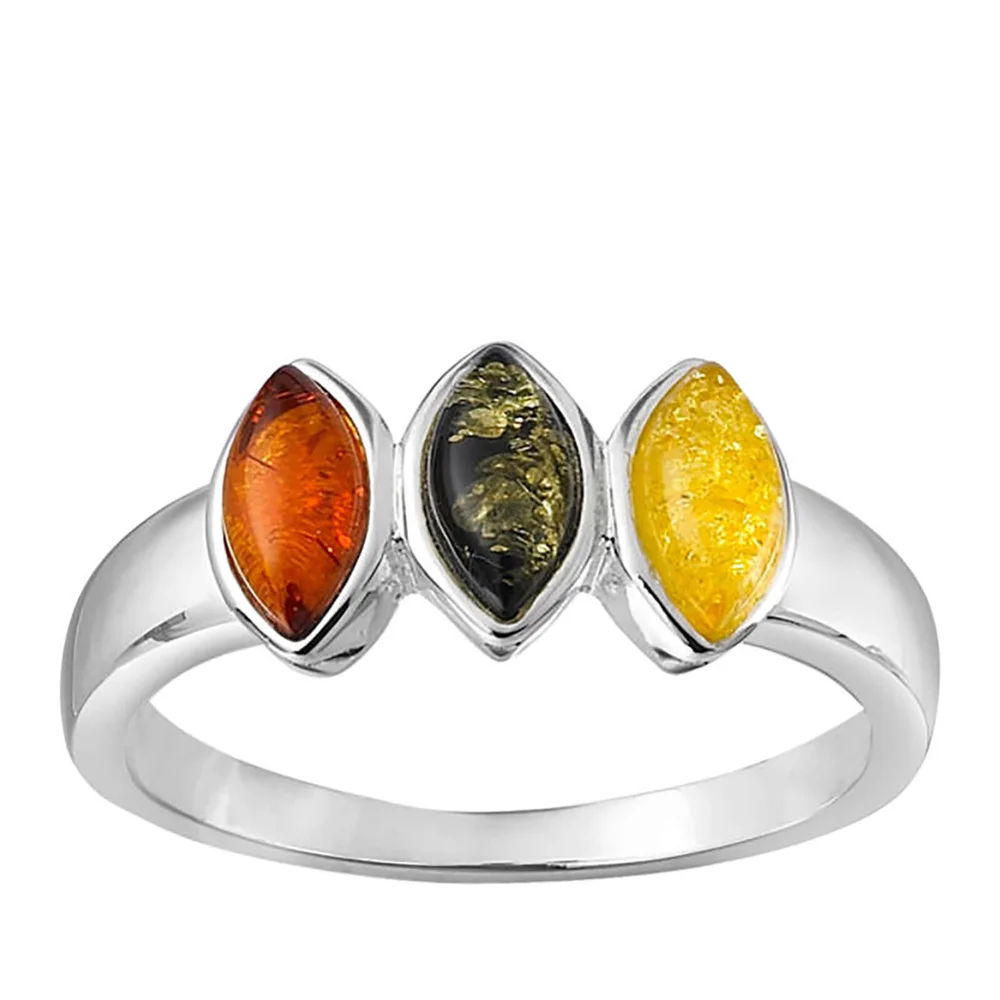 Triple Colour Amber Oval Stone Ring - J Image 1