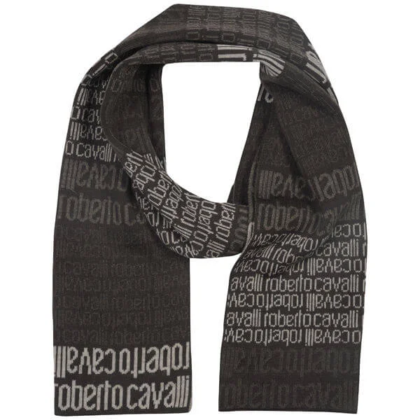 Roberto Cavalli Men's Logo Double Sided Wool Scarf Image 1