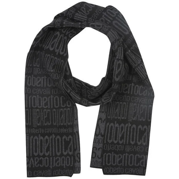 Roberto Cavalli Men's Logo Double Sided Wool Scarf Image 1