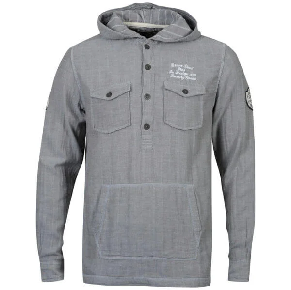 Brave Soul Men's Coleridge Hooded Shirt - Charcoal - S - Charcoal Image 1