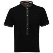 Brave Soul Men's Desha Polo with Contrast Placket - Black - S - Black Image 1