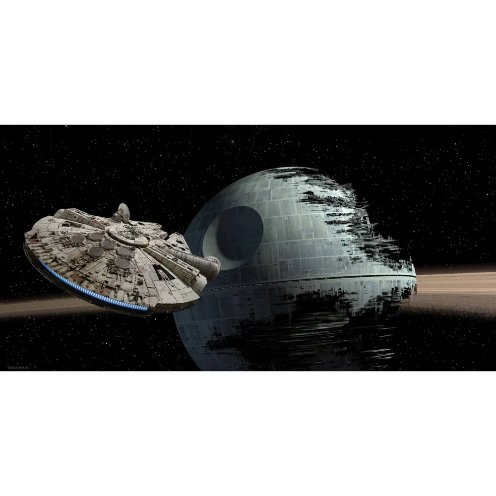 Star Wars Glass Poster - Millenium Falcon vs. Death Star (50 x 25cm) Image 1