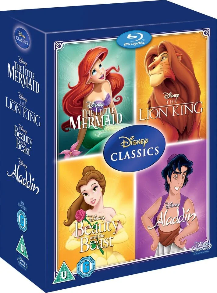 Disney Classics Timeless Classics 4 BD Set 3 Little Mermaid, Beauty & The Beast, Aladdin, Lion King Image 1