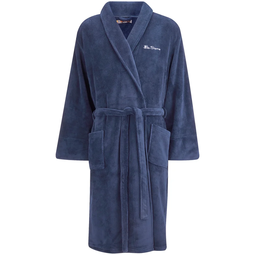 Ben Sherman Men's Fleece Robe - Navy - S - Blue Image 1