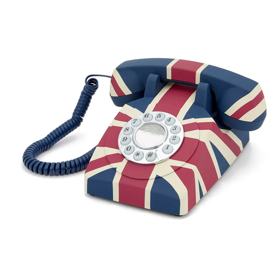 GPO Retro Vintage British Union Jack Art Deco Rotary Push Button Telephone Image 1