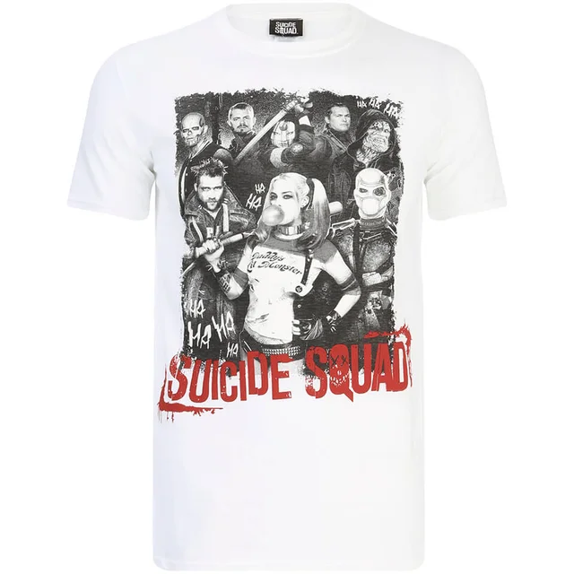 DC Comics Men's Suicide Squad Harley Quinn and Squad T-Shirt - White