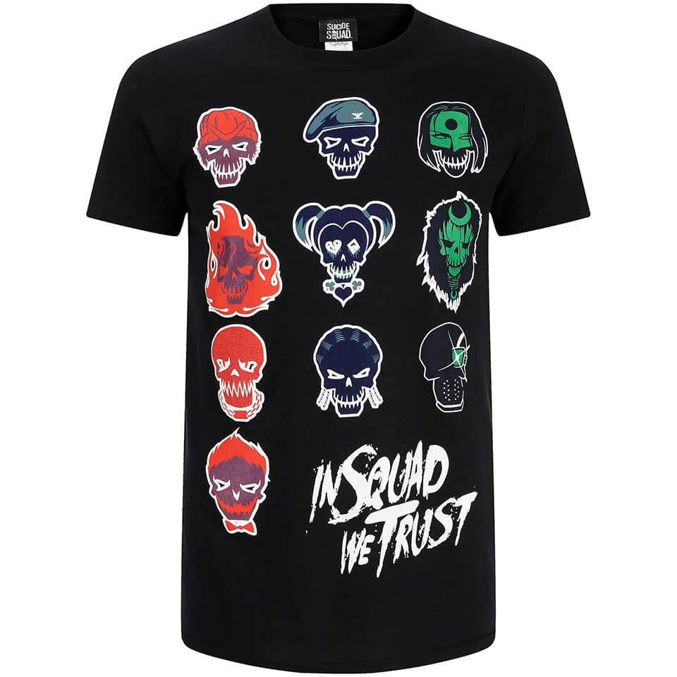 DC Comics Men's Suicide Squad Villain Skull T-Shirt - Black - S Image 1