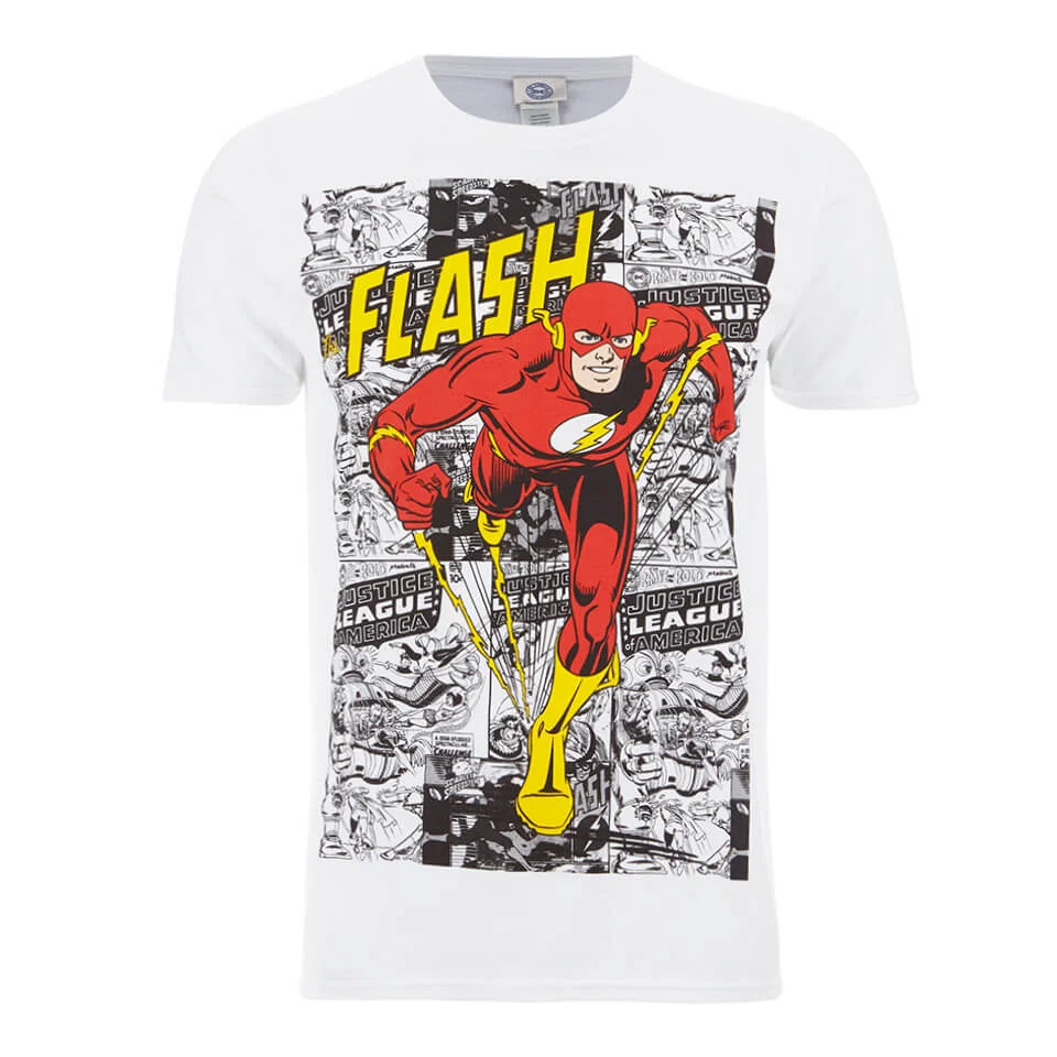 DC Comics Men's The Flash Comic Strip T-Shirt - White - S - White Image 1