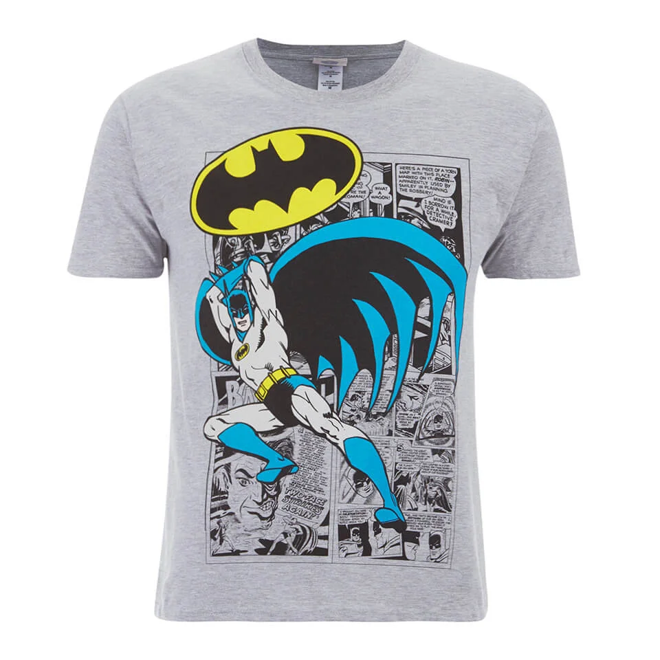 DC Comics Men's Batman Comic Strip T-Shirt - Grey - S - Grey Image 1