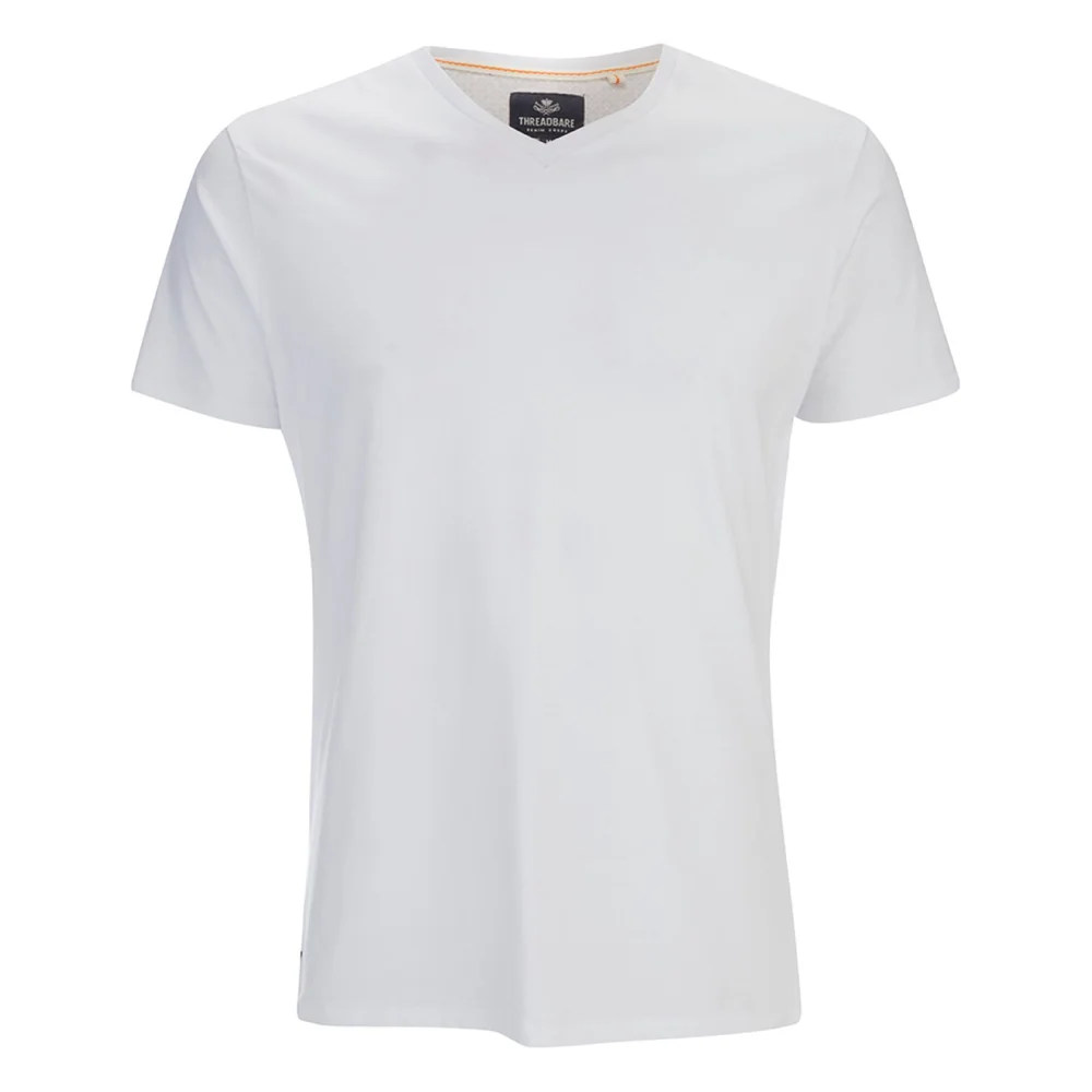 Threadbare Men's Charlie Plain V-Neck T-Shirt - White - S - White Image 1