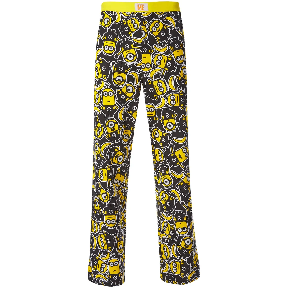 Minions Men's Character Print Lounge Pants - Yellow - S - Yellow Image 1
