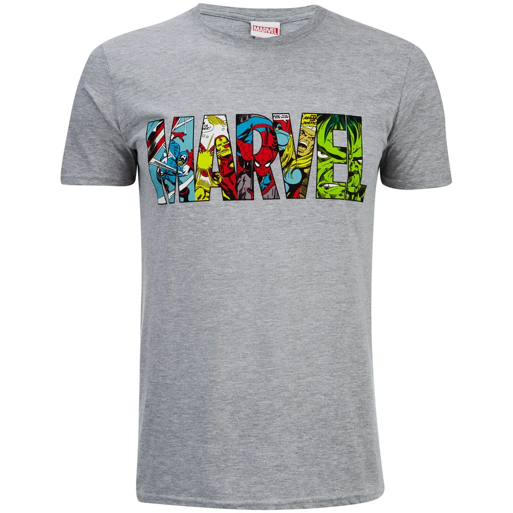 Marvel Men's Comic Strip Logo T-Shirt - Sports Grey - S - Grey Image 1