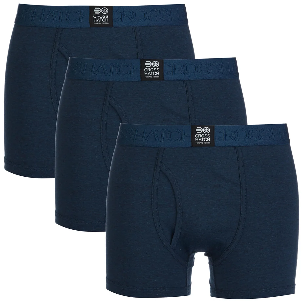 Crosshatch Men's 3 Pack Triplet Boxers - Insignia Blue - S - Blue Image 1
