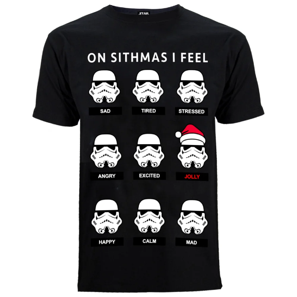 Star Wars Men's Stormtrooper Emotions Christmas T-Shirt - Black - S - Black Image 1