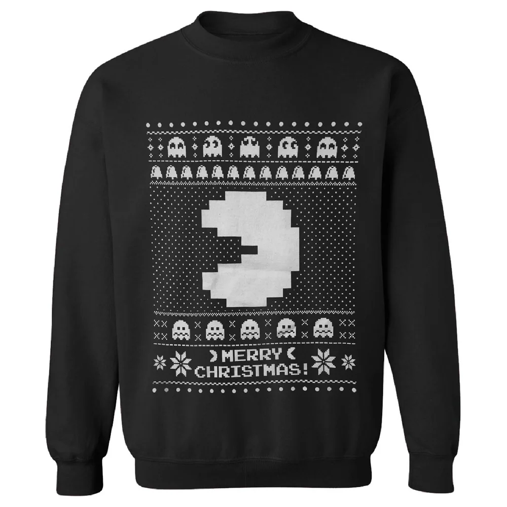 Namco Men's Merry Pac-Man Christmas Sweatshirt - Black - S - Black Image 1