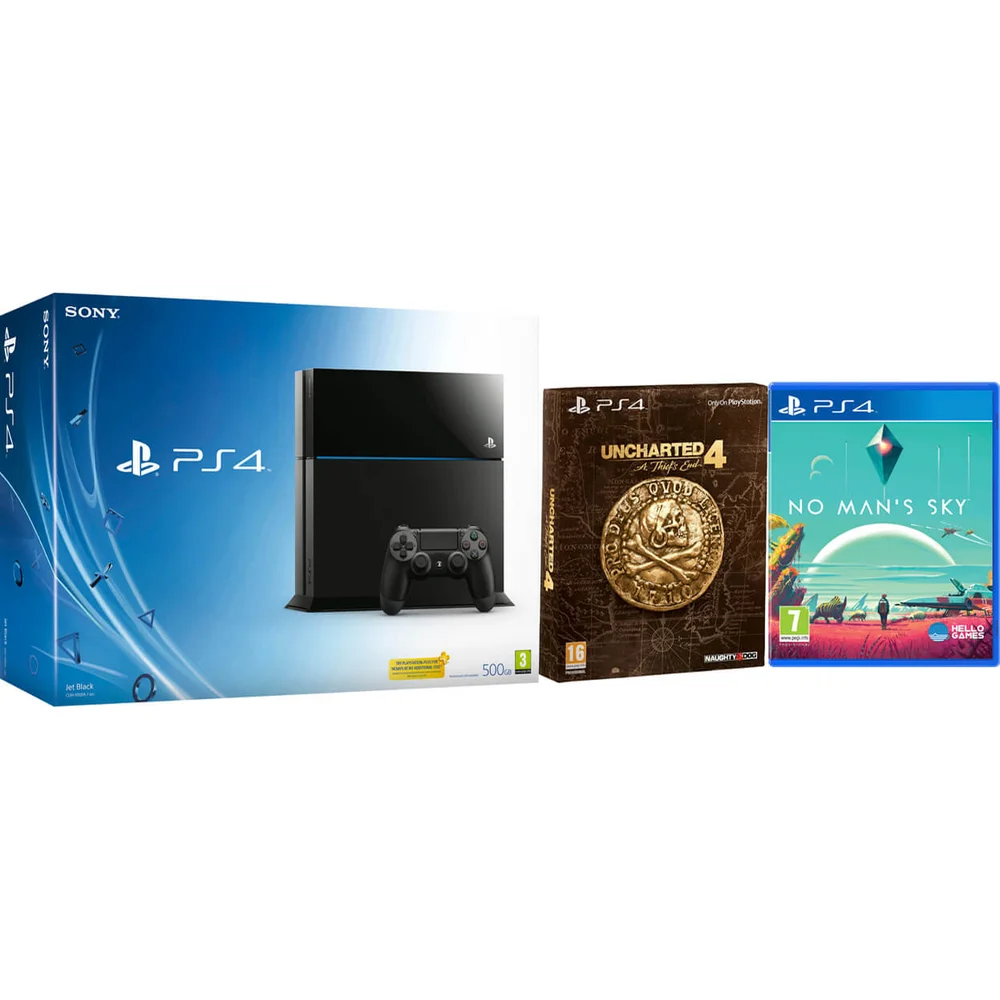 Sony PlayStation 4 500GB Console - Includes Uncharted 4: A Thief's End - Special Edition + No Man's Sky Image 1