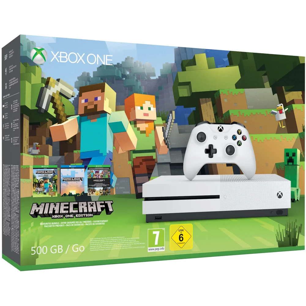 Xbox One S 500GB Console - Includes Minecraft Favourites Bundle Image 1