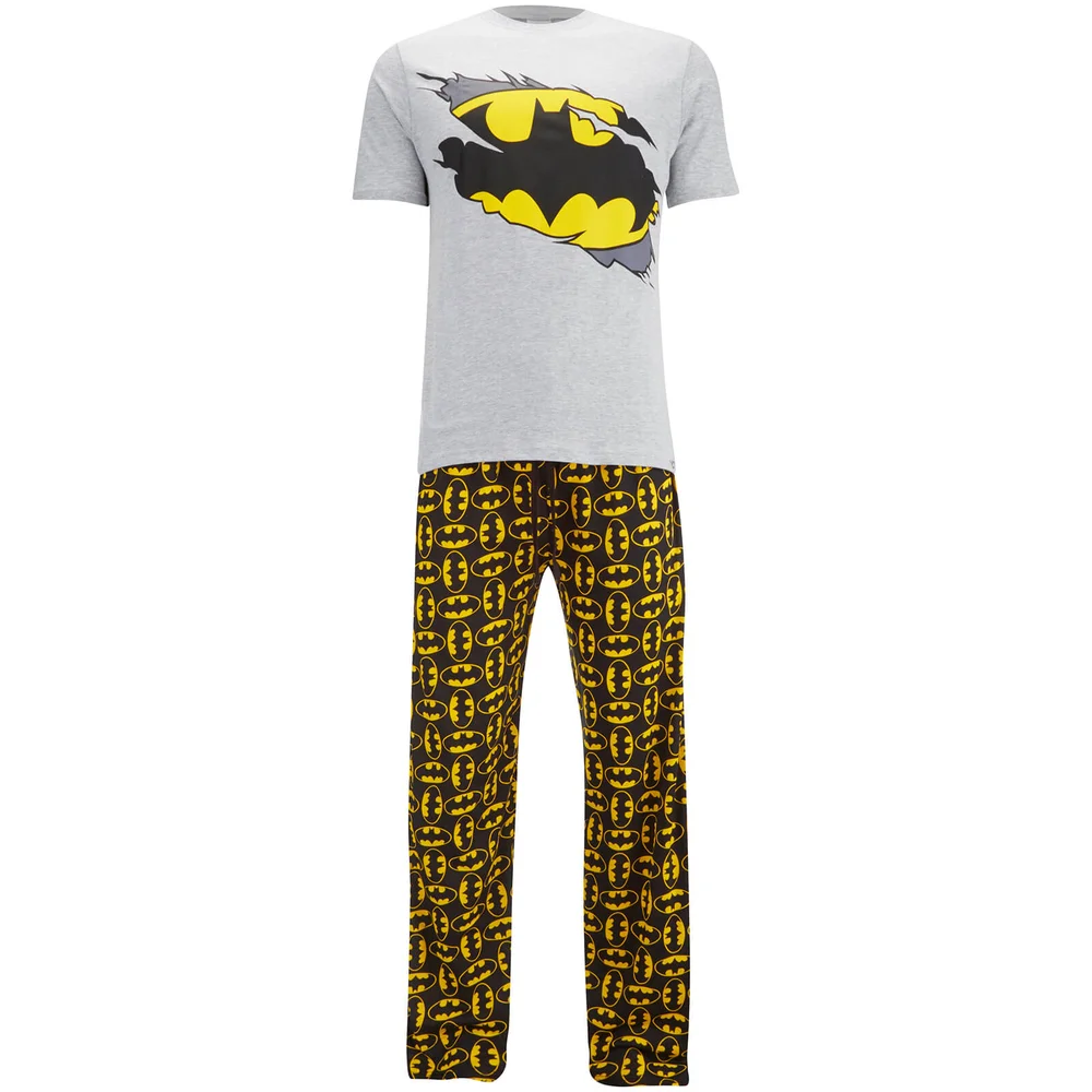 DC Comics Men's Batman Pyjama Set - Grey Marl - S - Grey Image 1