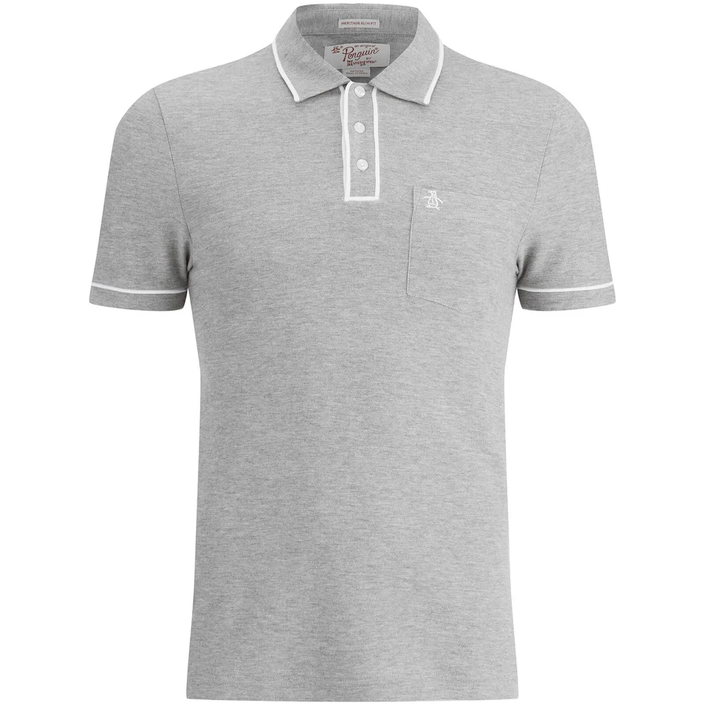 Original Penguin Men's Earl Tipped Polo Shirt - Rain Heather - S - Grey Image 1