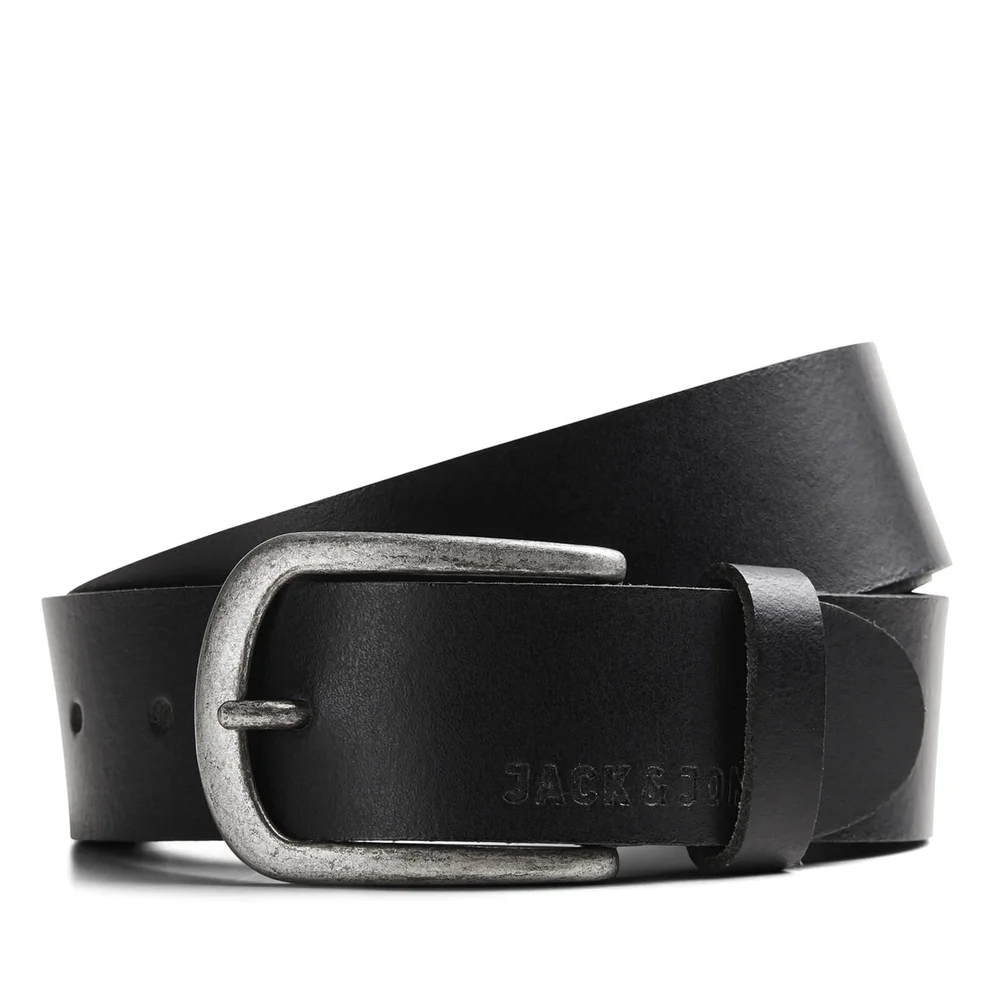 Jack & Jones Men's Logo Buckle Belt - Black - S - Black Image 1