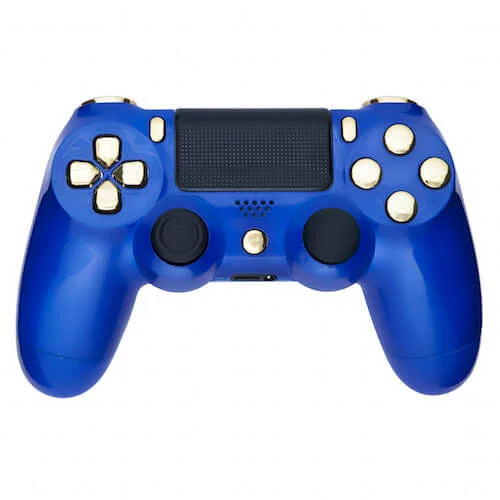 Playstation 4 Custom Controller - Royal Blue and Chrome Gold Image 1