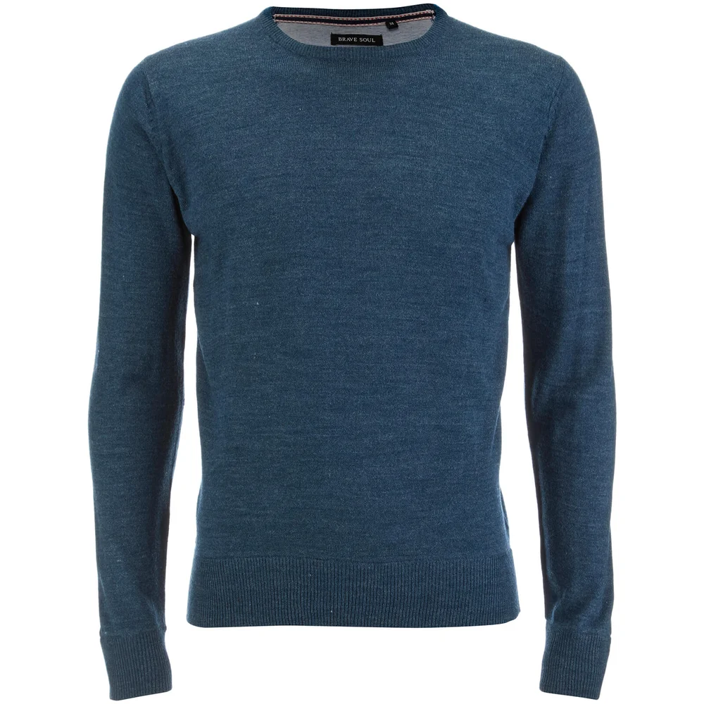 Brave Soul Men's Parse Supersoft Crew Neck Jumper - Denim Marl - S - Blue Image 1
