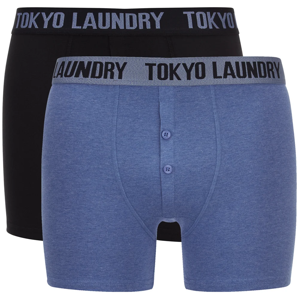 Tokyo Laundry Men's Eversholt 2 Pack Boxers - Cornflower Blue/Black - S - Blue/Black Image 1