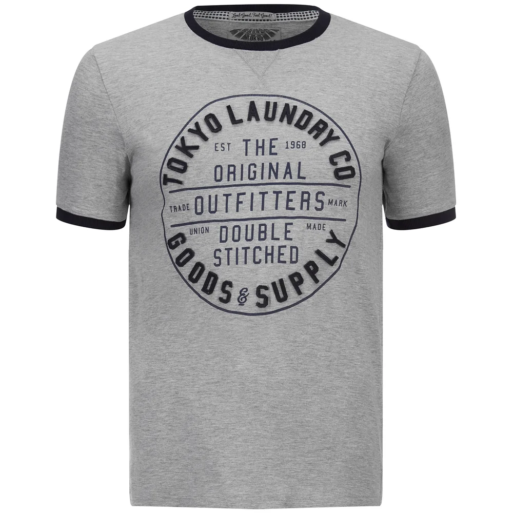 Tokyo Laundry Men's Double Stitched T-Shirt - Light Grey Marl - S - Grey Image 1