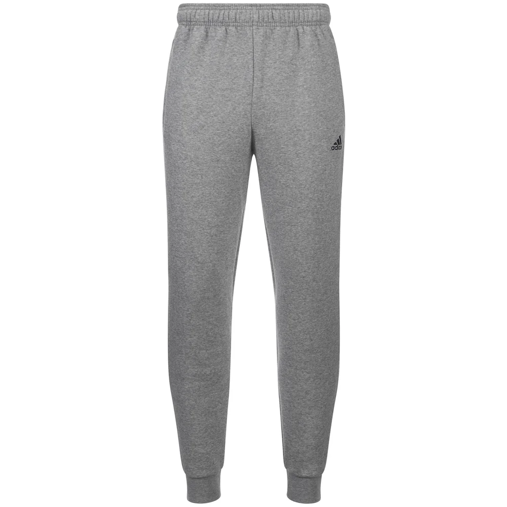 adidas Men's Essential Logo Cuffed Fleece Sweatpants - Grey - S - Grey Image 1