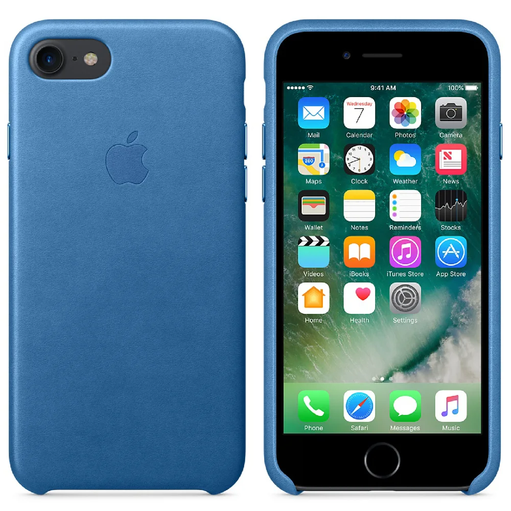 Apple iPhone 7 Leather Case - Sea Blue Image 1
