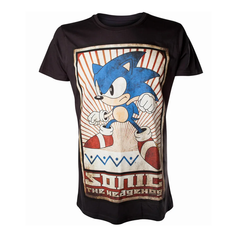 Sega Men's Sonic The Hedgehog Vintage T-Shirt - Black - S - Black Image 1