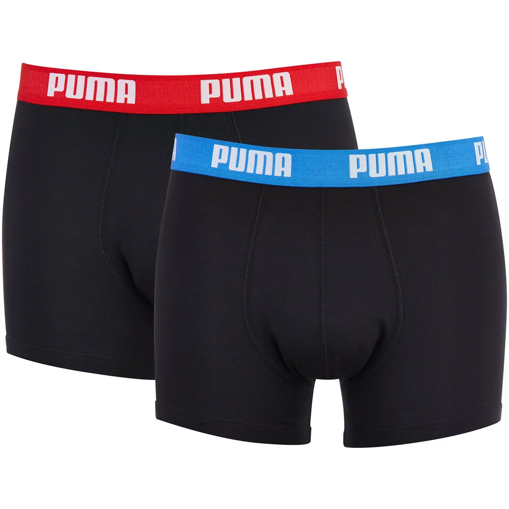 Puma Men's 2 Pack Basic Boxers - Black/Red/Blue - S - Black Image 1