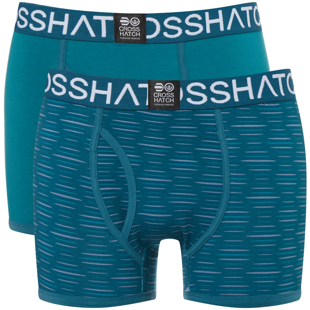 Crosshatch Men's 2 Pack Syntho Boxer Shorts - Deep Lake - S - Green Image 1