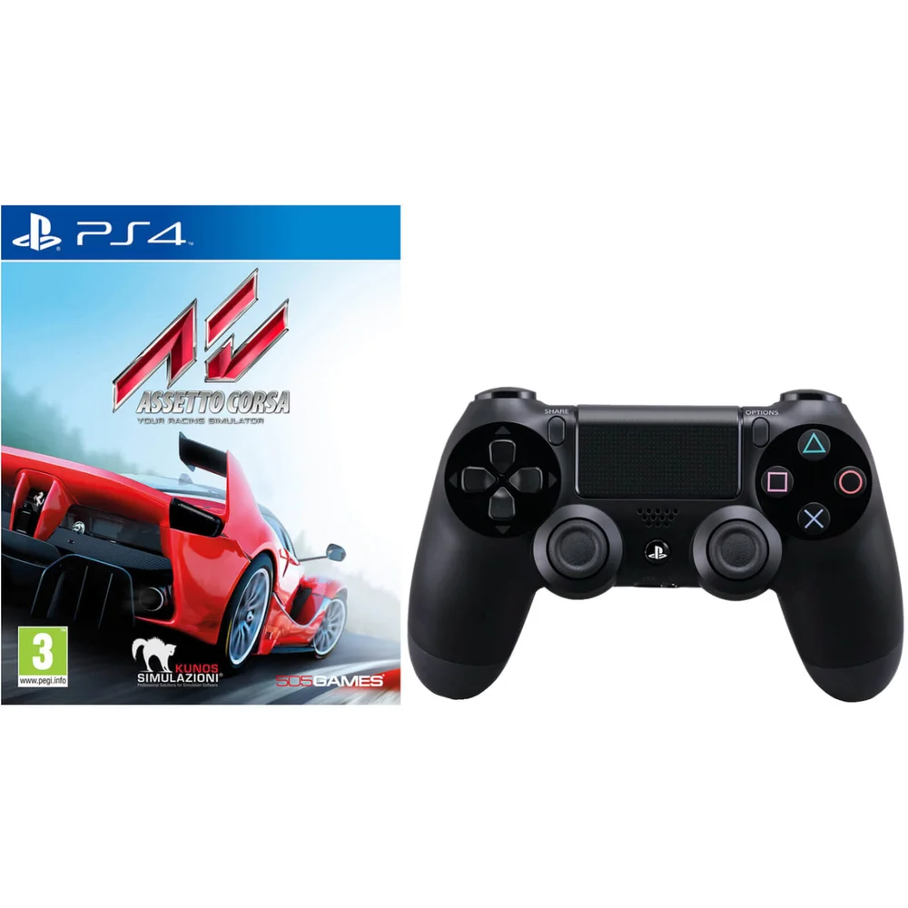 Assetto Corsa with Sony PlayStation 4 DualShock 4 Controller Black Image 1