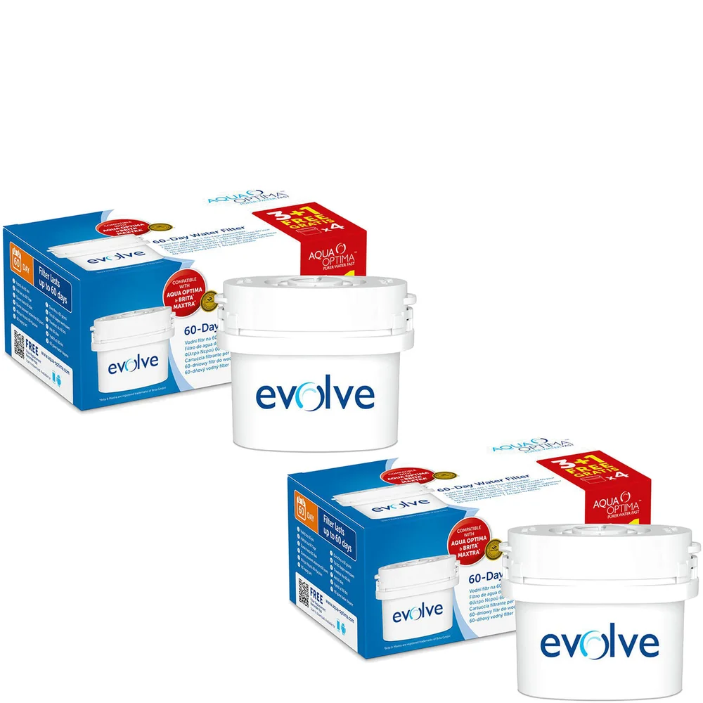 Aqua Optima 8 x 60 Day Evolve Water Filter Cartridges Fits BRITA MAXTRA Jugs (16 Month Pack) Image 1