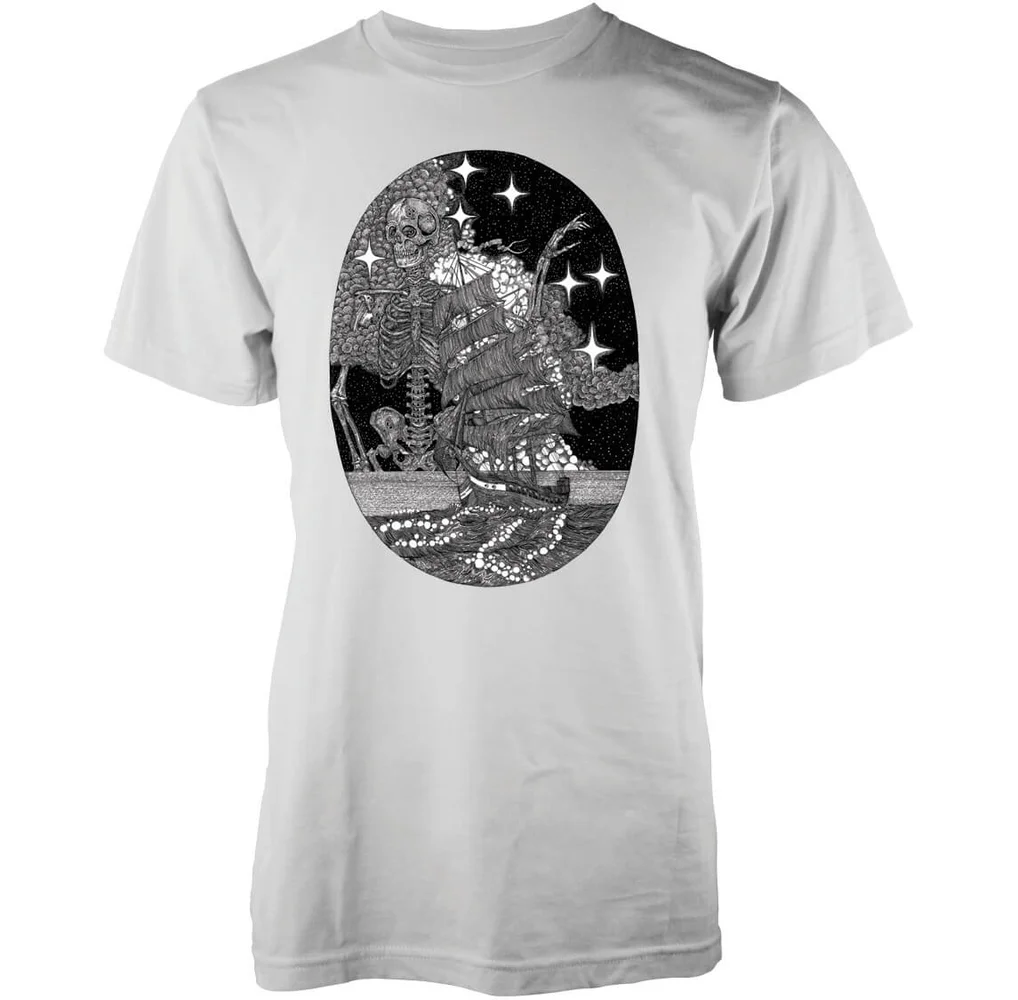 Abandon Ship Men's Skeleton At Sea T-Shirt - White - S - White Image 1