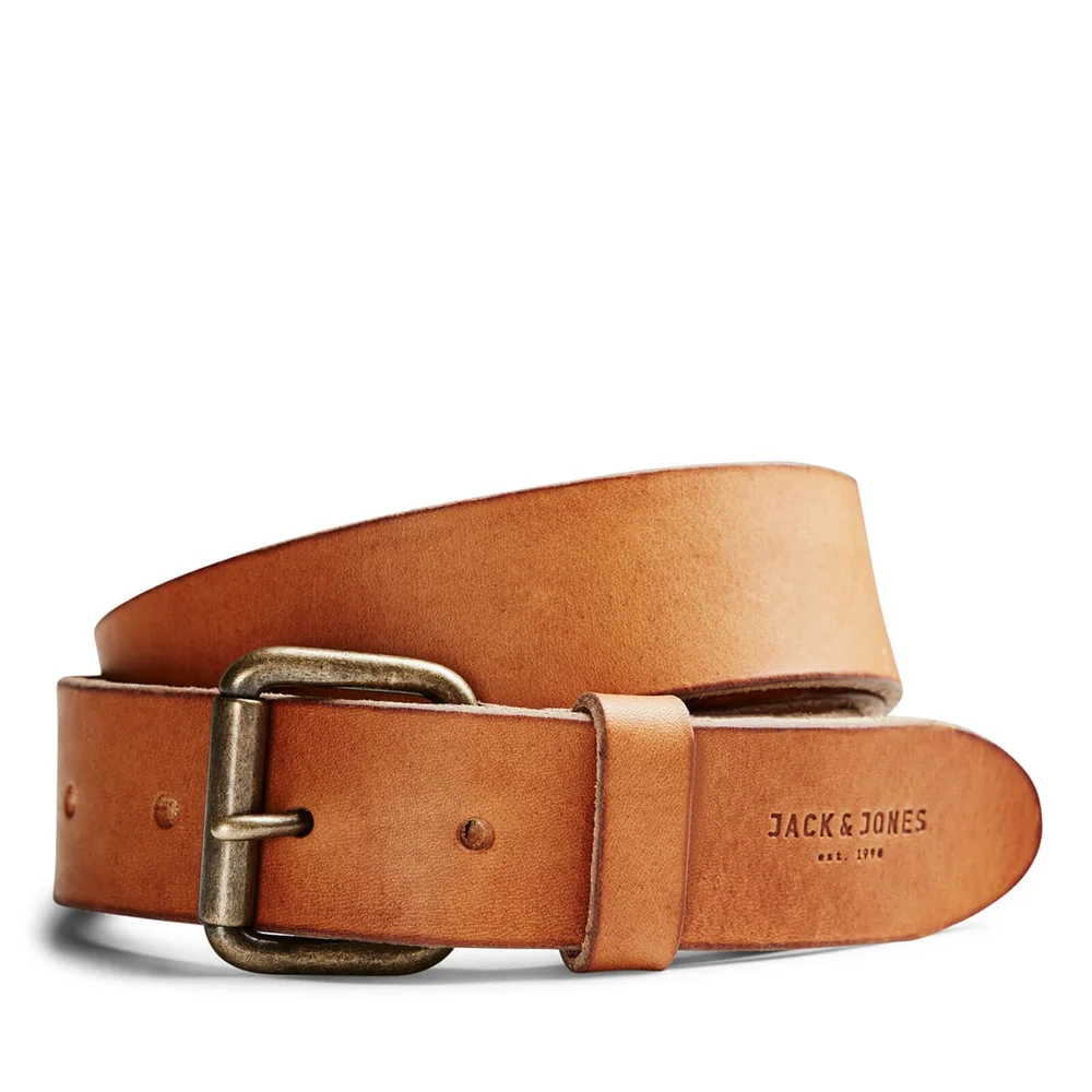 Jack & Jones Men's Jakob Leather Belt - Mocha Bisque - S (80cm) - Brown Image 1