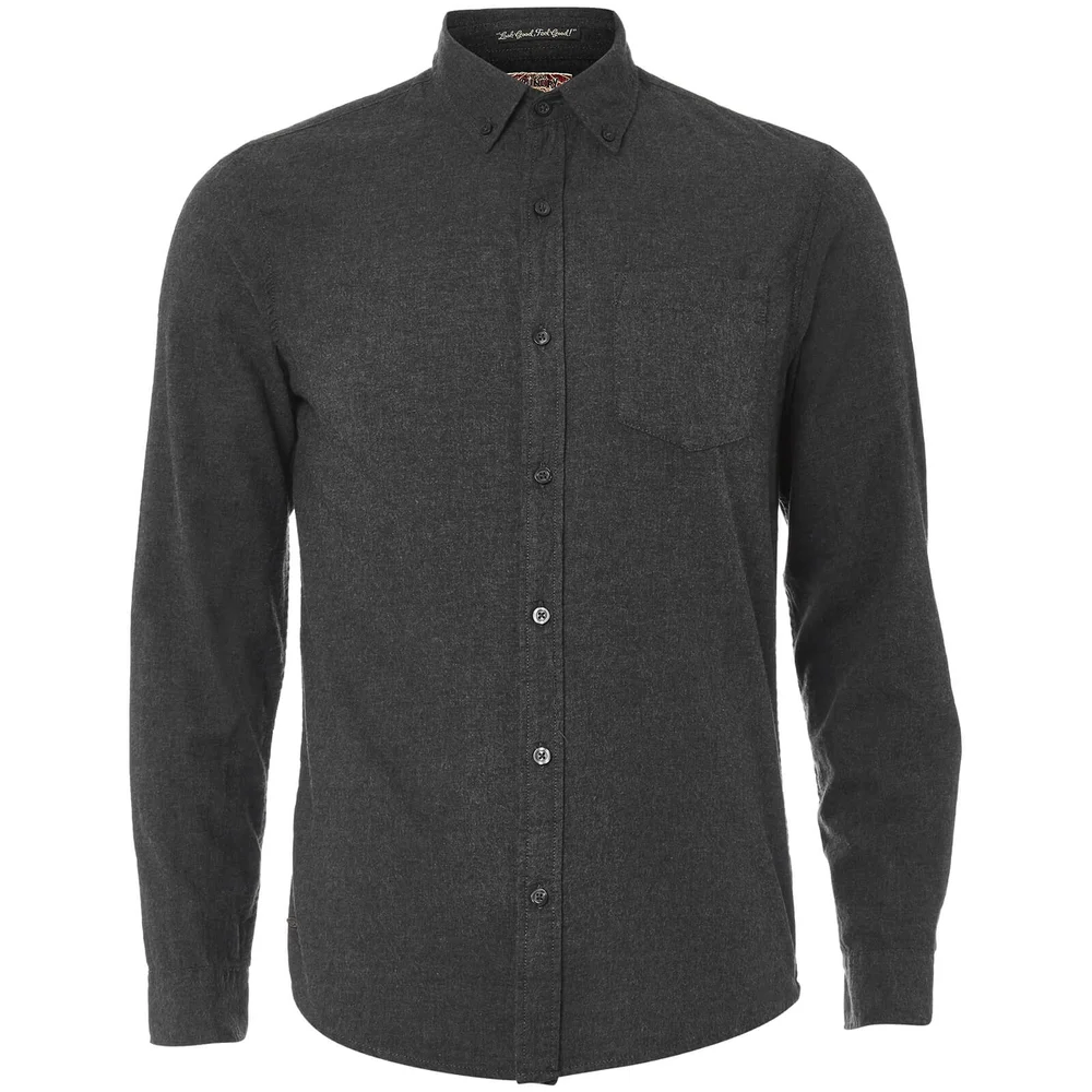Tokyo Laundry Men's Westbridge Twill Long Sleeve Shirt - Dark Grey - S - Grey Image 1