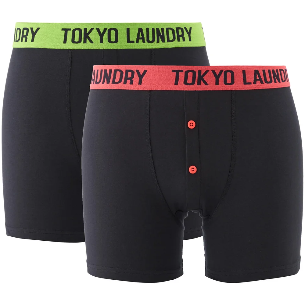 Tokyo Laundry Men's Handley 2 Pack Boxers - Paradise Pink/Laundered Green - S - Black Image 1