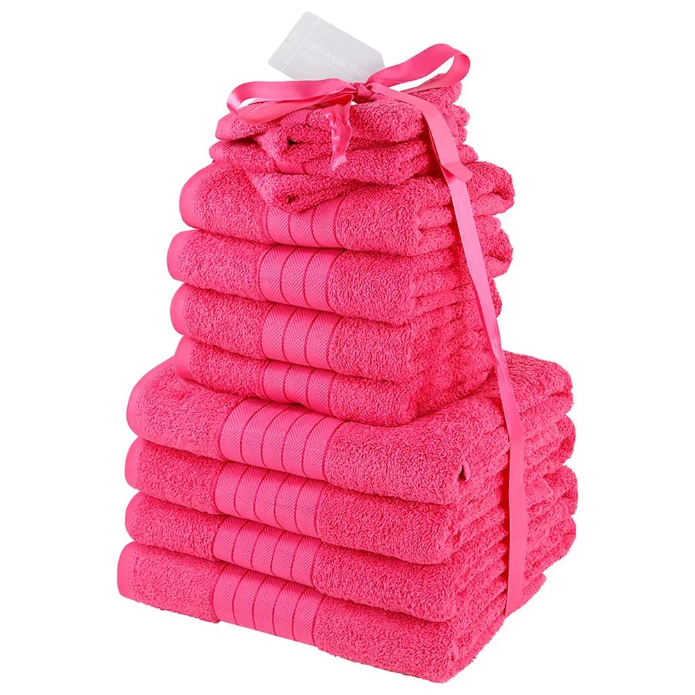 Highams 100% Cotton 12 Piece Towel Bale (500GSM) - Fuchsia Image 1