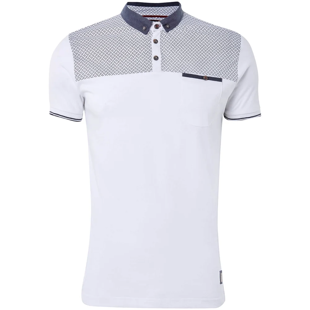 Brave Soul Men's Aqua Polo Shirt - White - S - White Image 1